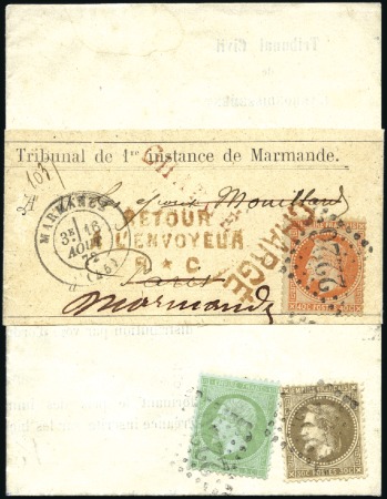 Stamp of France 1872-73, Neuf lettres chargées au tarif du 01.09.1