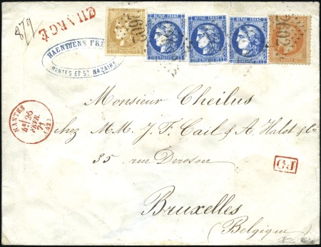 Stamp of France 1871 Lettre 2è échelon en chargée de Nantes 25.02.