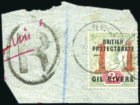 Stamp of Nigerias » Niger Coast Protectorate 1894 Provisional "1" on half of 2d in UNSEVERED PA