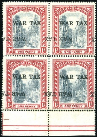 Stamp of Bahamas 1918 War Tax 1d black and red, mint, part original