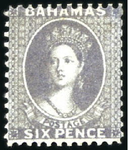Stamp of Bahamas 1861-62 No Wmk 6d lavender-grey, unused, no gum, f