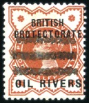 Stamp of Nigerias » Niger Coast Protectorate 1892-94 1/2d and 2d (vert. pair) with trial oblite