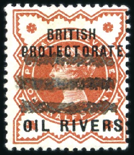 Stamp of Nigerias » Niger Coast Protectorate 1892-94 1/2d and 2d (vert. pair) with trial oblite