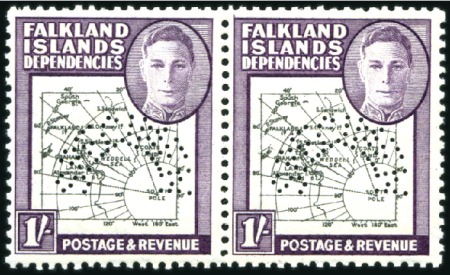Stamp of Falkland Islands » Dependencies - General Issues 1946-49 Maps set of 8 with SPECIMEN perforations i