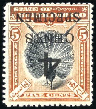 Stamp of North Borneo 1899 "4 CENTS" 5c Black and carmine, mint, showing