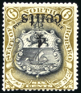 Stamp of North Borneo 1904-05 4c on 6c Black and bistre-brown, mint, sho