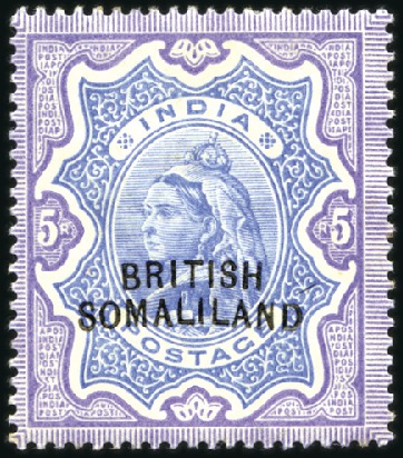 Stamp of Somaliland Protectorate 1903 5r Ultramarine & Violet (ovpt at bottom) with