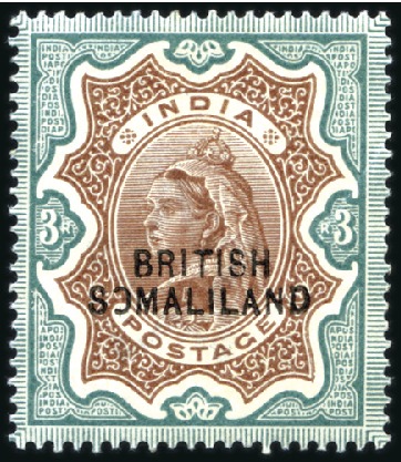 Stamp of Somaliland Protectorate 1903 2r & 3r (ovpt at bottom) both showing "revers