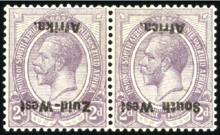 Stamp of South West Africa 1923 Setting I 2d dull purple pair with INVERTED O