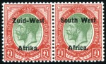 Stamp of South West Africa 1923 Setting II 5s, 10s and £1 set of 3 pairs, min
