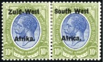 Stamp of South West Africa 1923 Setting II 5s, 10s and £1 set of 3 pairs, min