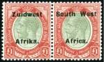 Stamp of South West Africa 1923-63, Mint selection incl. 1923 setting VI pair