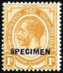 Stamp of South Africa » Union & Republic of South Africa 1913-24 1/2d to £1 "SPECIMEN" set of 14, a few wit