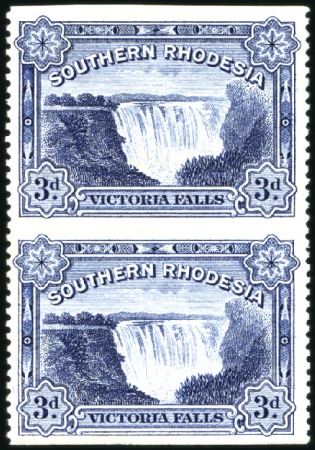 Stamp of Southern Rhodesia 1932 Victoria Falls 3d IMPERF HORIZONTAL vertical 