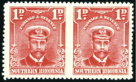 Stamp of Southern Rhodesia 1924-29 Admiral 1d IMPERF VERTICALLY horizontal pa