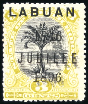 Stamp of Labuan 1896 Jubliee 3c black and ochre, unused, no gum, s