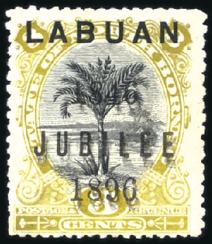 Stamp of Labuan 1896 Jubliee 3c black and ochre, unused, no gum, s