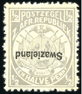 Stamp of Swaziland 1889-90 1/2d Grey perf.12 1/2 with INVERTED OVERPR