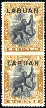 Stamp of Labuan 1900-02 4c black and yellow-brown, mint, vertical 