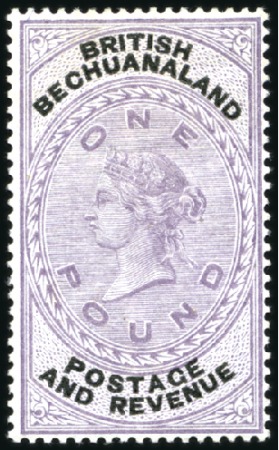 Stamp of Bechuanaland » British Bechuanaland 1888 (Jan) £1 Lilac & Black, mint, couple of light