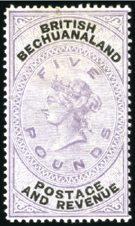 Stamp of Bechuanaland » British Bechuanaland 1888 (Jan) £5 Lilac & Black, mint, small speck at 