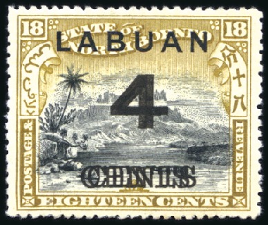 Stamp of Labuan 1899 "4 CENTS" on 18c black and olive-bistre, mint