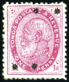 Stamp of Tonga 1891 1d Carmine, mint, original redistributed gum,