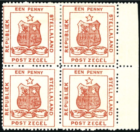 Stamp of Bechuanaland » Stellaland 1884 1d Red, types 7 & 8, mint right marginal bloc