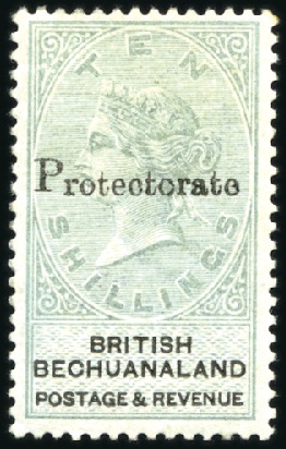 Stamp of Bechuanaland » British Bechuanaland 1888 Protectorate 10s green & black, mint, faint w