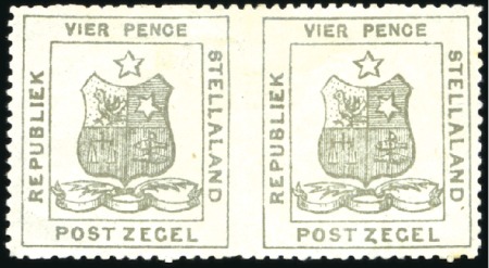 Stamp of Bechuanaland » Stellaland 1884 4d Olive-Grey, types 1 &2, IMPERFORATE VERTIC
