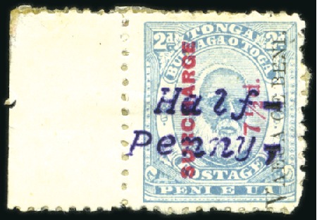 Stamp of Tonga 1896 Typewritten Surcharges 1/2d on 7 1/2d on 2d p