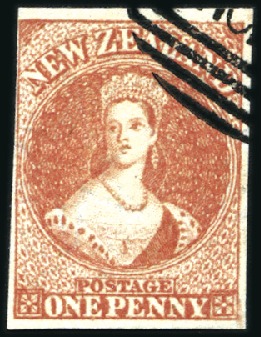 Stamp of New Zealand 1855-57 Wmk Large Star 1d dull carmine with "CANCE