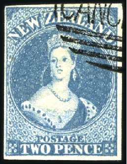 Stamp of New Zealand 1855-57 Wmk Large Star 2d dull blue with "CANCELLE