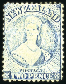Stamp of New Zealand 1862-64 Wmk Large Star 2d blue perf.13, mint with 