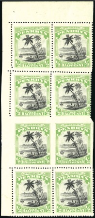 Stamp of Cook Islands » Penrhyn Islands 1920 1/2d Black & Emerald partially imperf. vertic