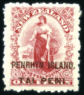 Stamp of Cook Islands » Penrhyn Islands 1902 1d Carmine on thin, hard "Basted Mills" paper