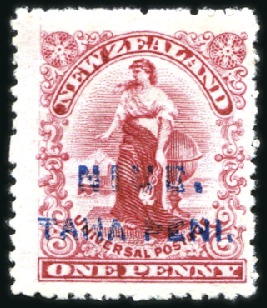 Stamp of New Zealand » Niue 1902 (May 2) 1d Carmine perf.14 with DOUBLE OVERPR