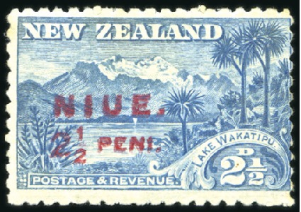 Stamp of New Zealand » Niue 1902 (Apr 4) 2 No Wmk 1/2d Blue perf.11 with DOUBL