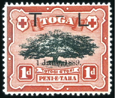 Stamp of Tonga 1899 Royal Wedding 1d black and scarlet, mint, sho