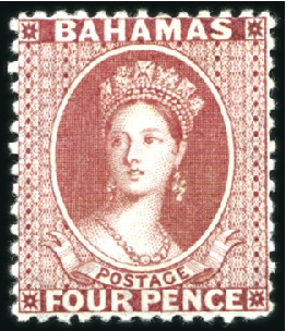 Stamp of Bahamas 1863-77 Wmk Crown CC 4d dull rose perf.12 1/2 with