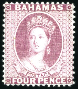 Stamp of Bahamas 1863-77 Wmk Crown CC 4d dull rose perf.14, mint, v