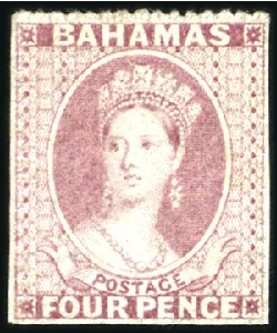 Stamp of Bahamas 1861-62 No Wmk 4d dull rose rough perf.14 to 16, u
