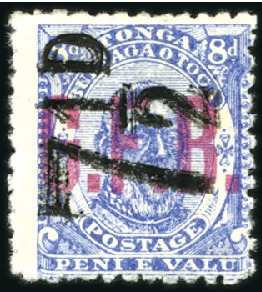 Stamp of Tonga 1893 7 1/2d on 8d Ultramarine, unused, without gum