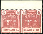 Stamp of Madagascar (British Post) 1895 (Mar) 4d Rose imperf. between vertical pair, 