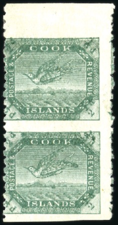 Stamp of Cook Islands 1902 Torea 1/2d blue-green, vertical top marginal 