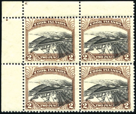 Stamp of Cook Islands 1932 2d black and brown, mint, top left corner she