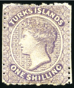 Stamp of Turks and Caicos Islands 1873-79 Star 1s lilac, unused, part original gum, 