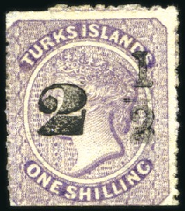 Stamp of Turks and Caicos Islands 1881 Wmk Small Star 2 1/2d on 1s lilac, mint, drie