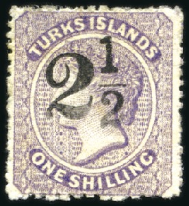 Stamp of Turks and Caicos Islands 1881 Wmk Small Star 2 1/2d on 1s lilac, type 17, m