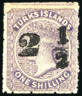 Stamp of Turks and Caicos Islands 1881 Wmk Small Star 2 1/2d on 1s lilac, type 24, u